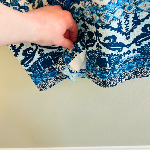 ANTONIO MELANI Blue Scuba Sheath Dress Womens Size 6 Abstract 3/4 Sleeve Work - Picture 8 of 9